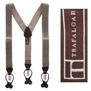 Trafalgar Mens Classic Convertible Stretch Brace Braces Olive Green / Khaki NWOT